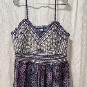 NWT Old Navy Red White and Blue Midi Smocked Dress - XXL